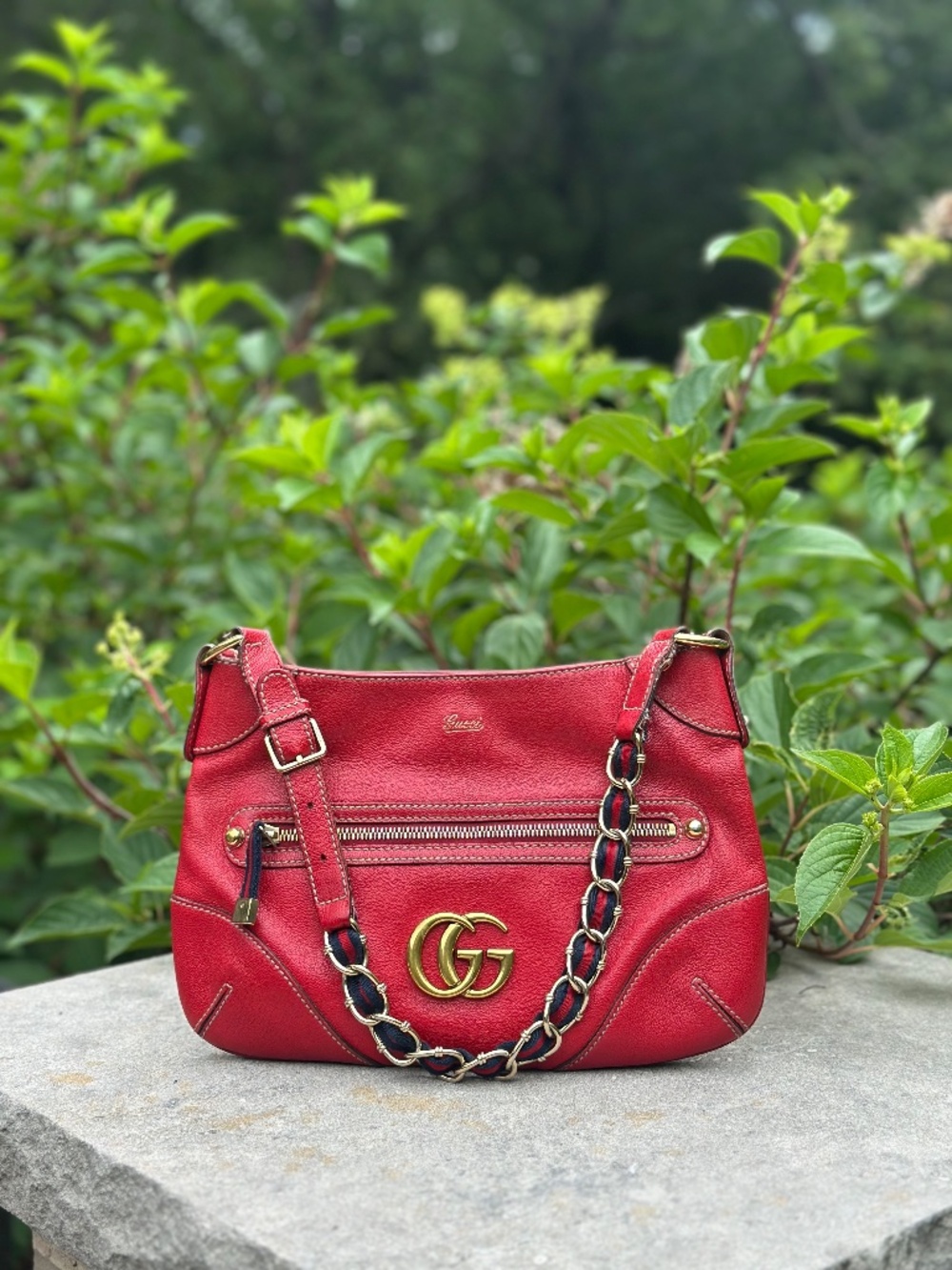 Gucci Red Leather Shoulder Bag